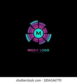 Initial letter M. Music wave logotype. Elegant music sound logo fit for business and music event. Vector logo design.