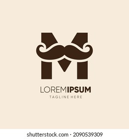 Initial Letter M Mustache Logo Design Vector Icon Graphic Emblem Illustration