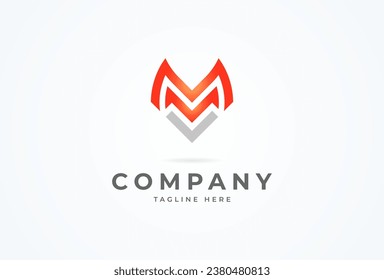 Initial Letter M or MV Fox logo. letter M or MV with fox head combination. vector illustration