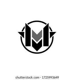 Initial letter M, MV graphic logo design concept template, isolated on white background.