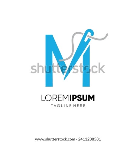 Initial Letter M Needle Logo Design Vector Icon Graphic