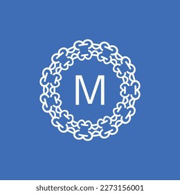 letra inicial M emblema ornamental marco logotipo de círculo