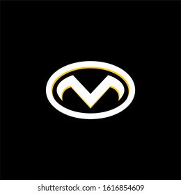initial letter m oval logo type