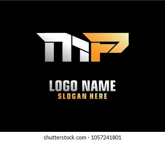 Initial letter M P logo template vector
