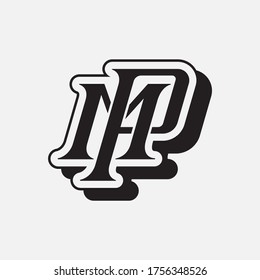 Initial letter M, P, MP or PM overlapping, interlock, monogram logo, black color on white background