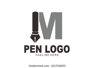 initial Letter M pen logo