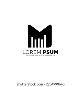 Initial Letter M Piano Logo Design