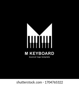 Initial Letter m Piano symbol Logo Design. Modern monogram logo template isolated on grey background. Vector Illustration.