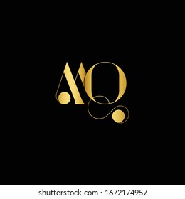 Initial letter M and Q, MQ, QM, overlapping interlock monogram logo, Gold color on black background
