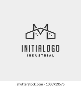 initial letter m real estate logo design vector illustration