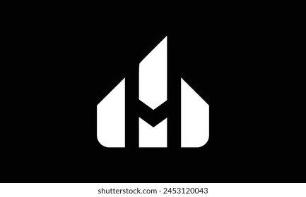 Initial letter M real estate logo vector, initial letter H house logo