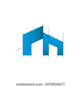 Initial Letter M Real Estate Logo Image on White Background. Flat Vector Logo Design Template Element for Construction Architecture Building Logos.