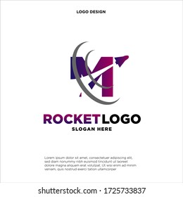 Initial letter M rocket logo design