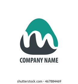 Initial Letter M Rounded Triangle Logo Green Black
