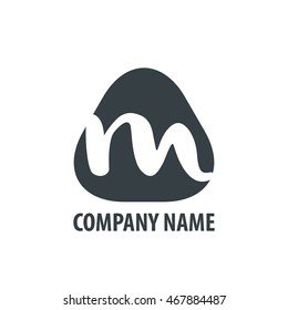 Initial Letter M Rounded Triangle Logo Black