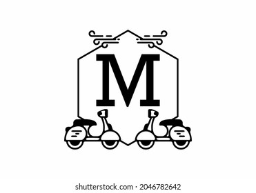 Anfangsbuchstabe M in Rollerrahmen-Design