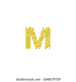 Initial letter M scribble gold logo