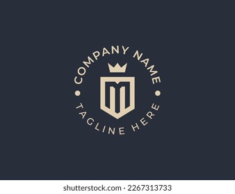 initial Letter M Shield Logo Concept symbol icon sign Element Design. Cyber, Security, Protection, Guardian Logotype. Vector illustration template