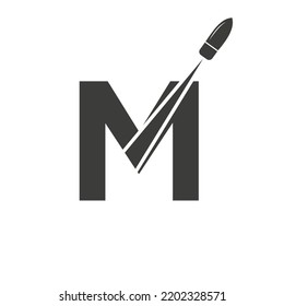 Initial Letter M Shot Bullet Logo Vector Template Concept For Defense Logotype