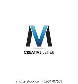 Initial Letter M Simple With Dark Blue Gradient