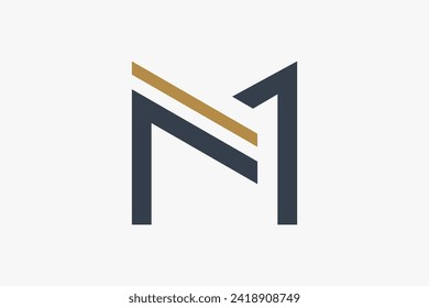 Initial Letter M Simple Lines Vector Logo Template. Black and Gold Modern Minimal Concept Usable for Corporate, company, Business, Branding Identity, that Related with M Logo, M letter.
