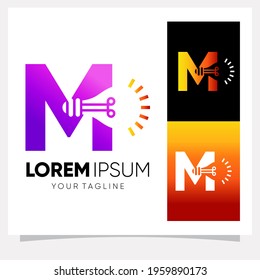 Initial Letter M Smart Light Bulb Logo Design Vector Graphic