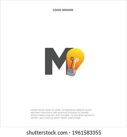 Letra inicial M Gráfico vectorial de diseño con logotipo de bombilla inteligente M