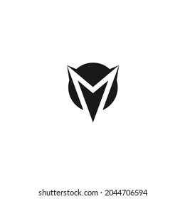 Initial Letter M with Spear Arrow Design Circle Logo 