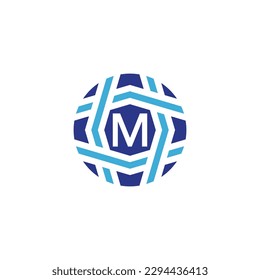 Initial letter M sphere logo Symbolize Global Connectivity