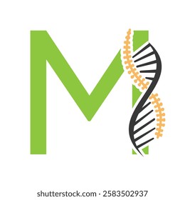 Initial Letter M Spin Therapy Logo, Orthopedic Symbol For Medical and Healthcare Icon