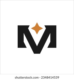 initial letter m star logo design