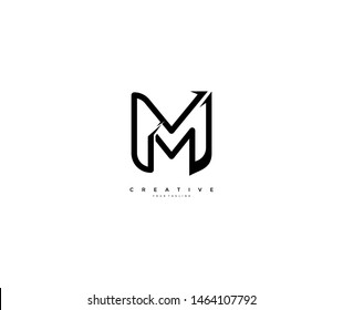 Initial Letter M Stylized Cutting Edge Monogram Logotype Vector