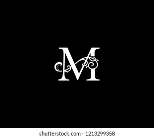 Initial Letter M Swoosh Flourishes Monogram Logo