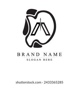 Letra inicial M espada logo, Letra M espada logo diseño