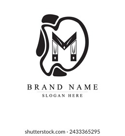 initial letter M sword logo, Letter M sword logo design