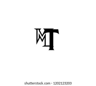 Initial Letter M T Linked Monogram Minimalism Linear Logo