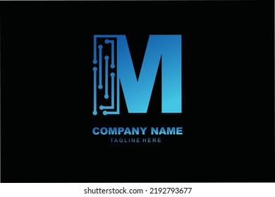 initial Letter M tecnology  logo