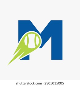 Initial Letter M Tennis Club Logo Design Template. Tennis Sport Academy, Club Logo