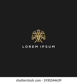 initial letter M tree logo icon design elements luxury style