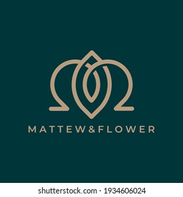 initial letter M and tulip logo. Flower symbol. Beauty, spa, salon, cosmetics or boutique logo and more business.
