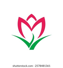 Initial Letter M Tulip Rose Flower Logo Design