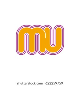 initial letter m and u. mu monogram outline logo