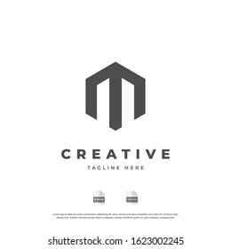 Initial letter M uppercase modern logo design template elements. modern line letter Isolated on white background.