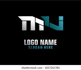 Initial letter M V logo template vector