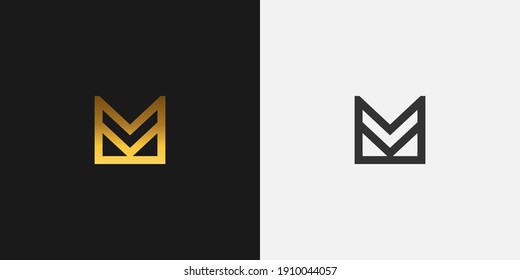 Anfangsbuchstaben M und V Logo. MV-Logo mit Goldener Farbverlauf in linearem Konzept. Für Firmenlogo geeignet. Flaches Vectorlogo-Design-Vorlagenelement.