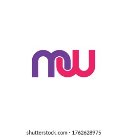 letra inicial m y w, mw, logotipo de wm, plantilla de diseño de estilo de línea monográfica minúscula
