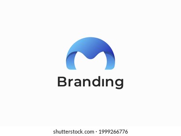 Initial Letter M With Wave 3D Logo, Initial Letter Logo For Your Company Name, Alphabet Logo Template Ready For Use, Modern Initial Logo
