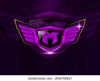 Initial letter M with wings for esport or gaming vector logo template