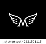 Initial letter M Wings Logo
