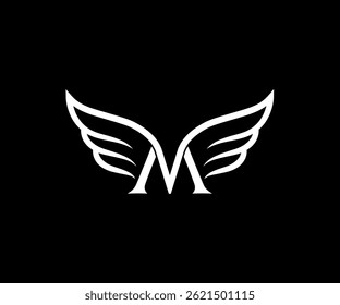 Initial letter M Wings Logo